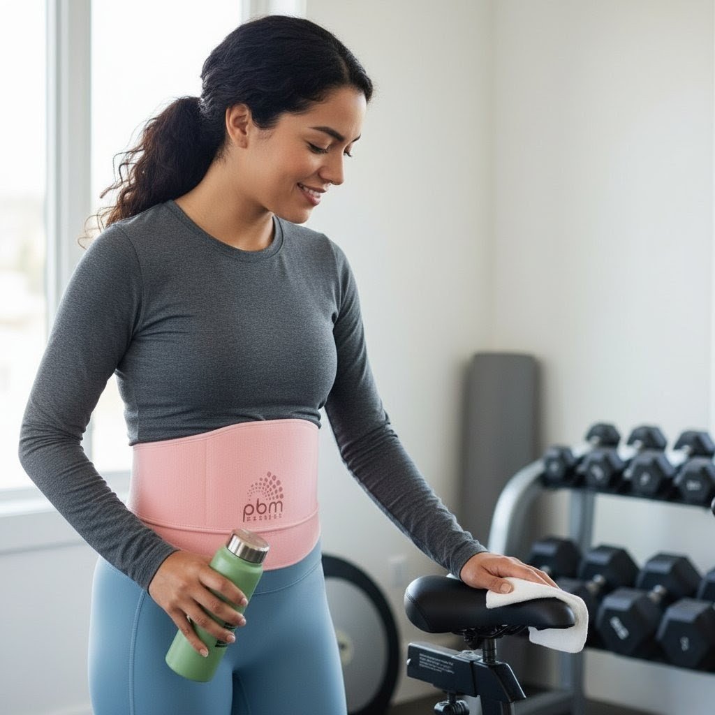 Woman comfortably using the FEM Belt